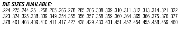 saeco sizing die sizes